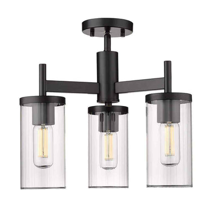 Golden Lighting Winslett 16.5 in. 3-Light Matte Black Semi-Flush Mount