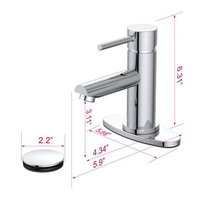Cartway Single-Handle Single Hole Bathroom Faucet in Chrome