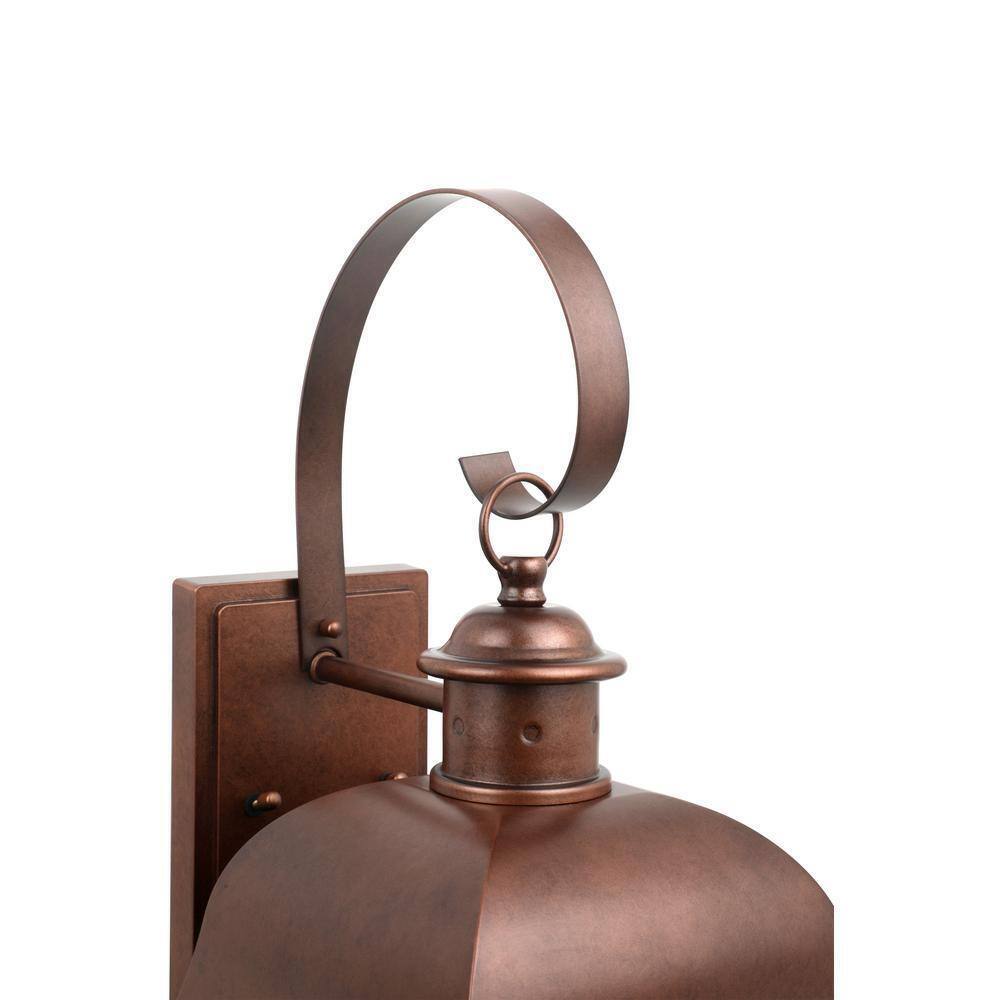Hampton Bay Warwick 28" Aged Copper Finish Hardwired Wall Lantern Seeded Glass