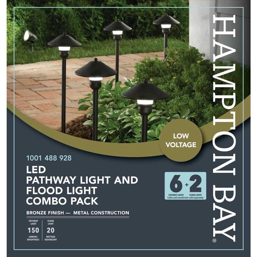 Hampton Bay Pearson Bronze Integrated LED Path Light and Flood Light Kit(8-Pack)