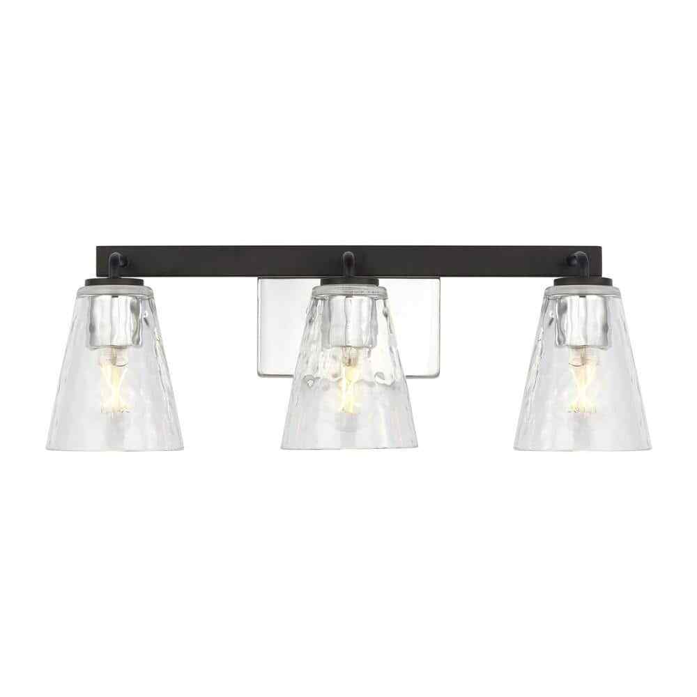 Home Decorators Westbrook 3-Light Matte Black Modern Bathroom Vanity Light