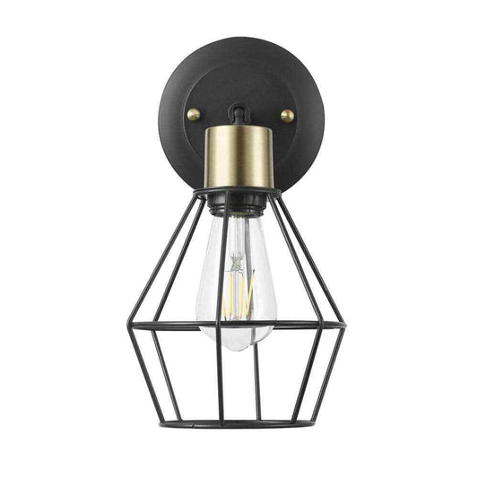 Hampton Bay Bryson 1-Light Matte Black and Brass Wall Sconce 65741
