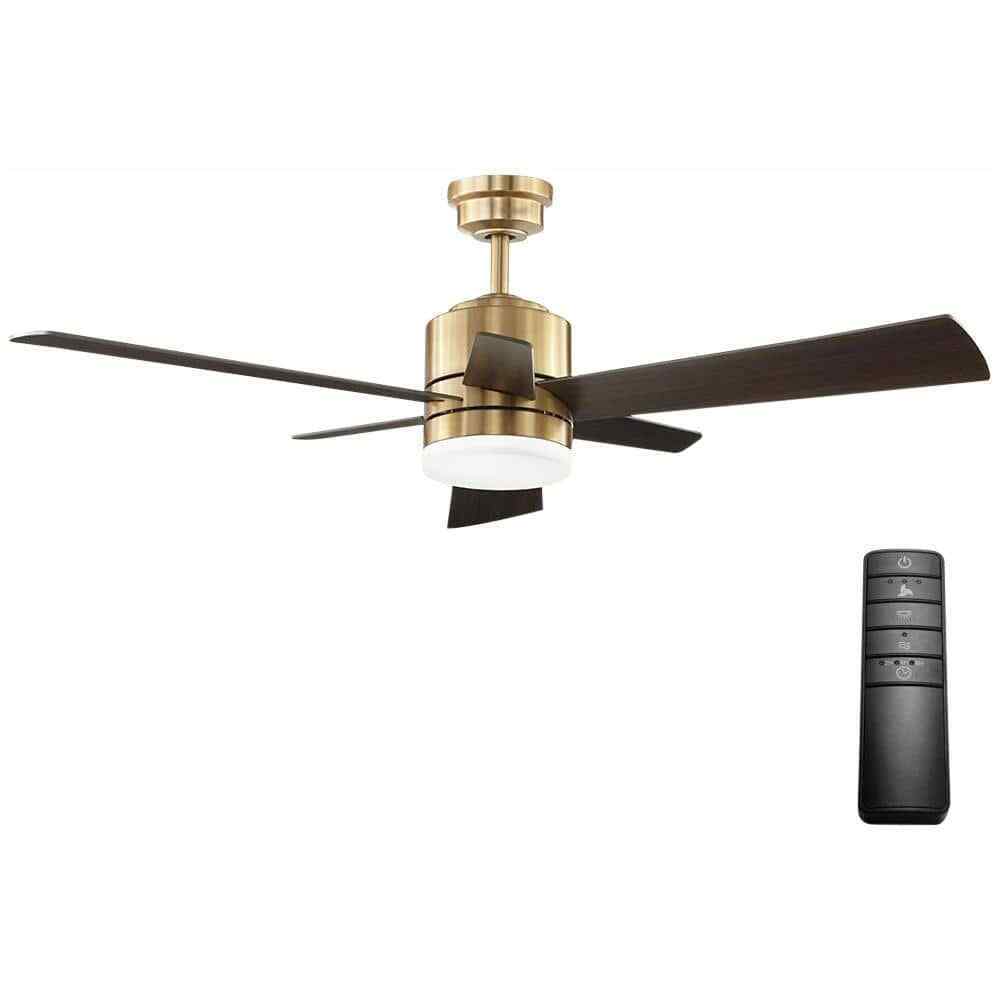 Home Decorators Hexton 52 in. Indoor LED Brushed Gold Ceiling Fan