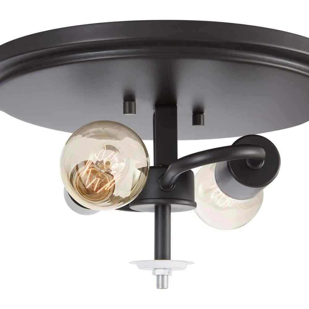 Home Decorators Knollwood 12 in. 2-Light Blackened Bronze Industrial Flush Mount