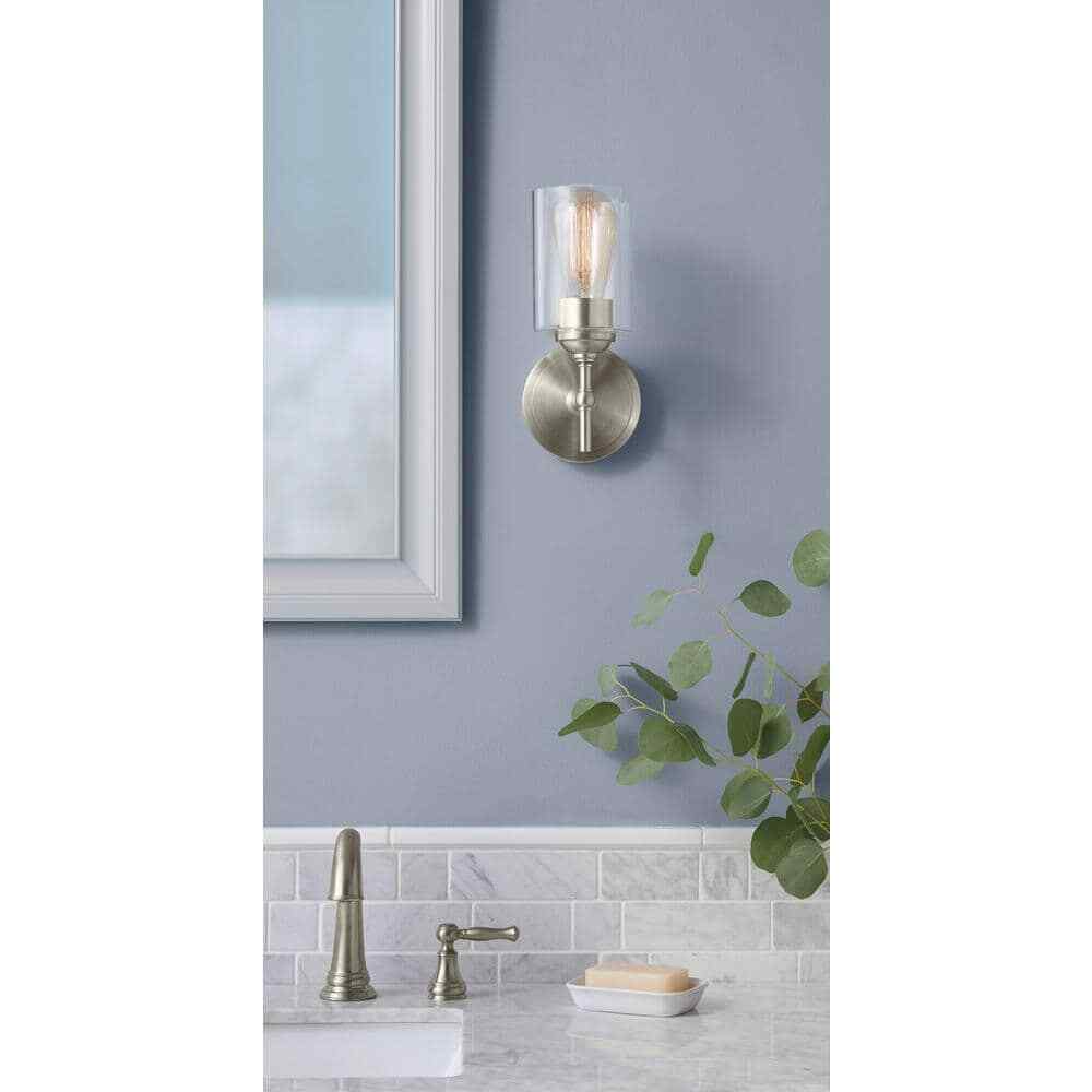 Home Decorators Ayelen 1-Light Brushed Nickel Indoor Wall Sconce