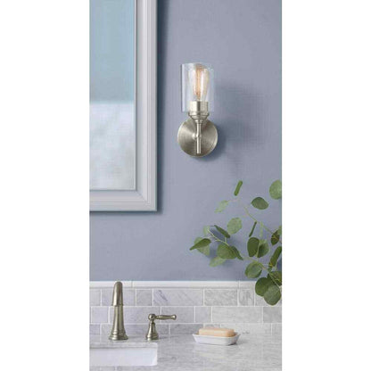 Home Decorators Ayelen 1-Light Brushed Nickel Indoor Wall Sconce