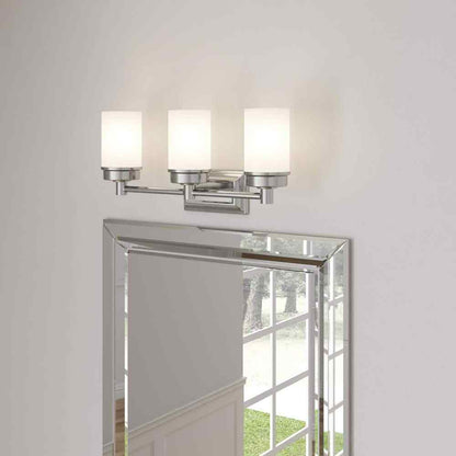 Hampton Bay Cade 3-Light 20.25 in. Brushed Nickel Vanity Light w/ Frosted Glass