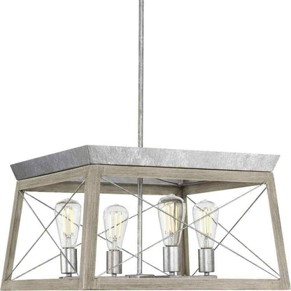 Progress Lighting Briarwood 4-Light Bleached Oak Farmhouse Chandelier Light