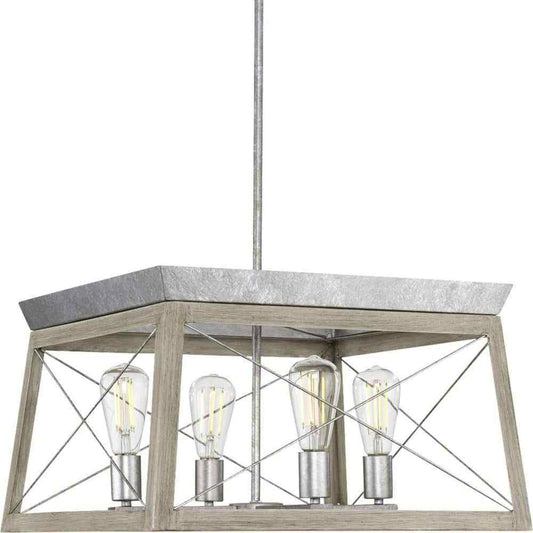 Progress Lighting Briarwood 4-Light Bleached Oak Farmhouse Chandelier Light
