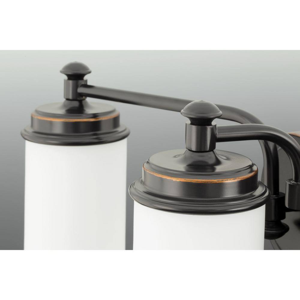 Progress Lighting 3-Light Rubbed Bronze Etched Opal Glass Coastal Vanity Light