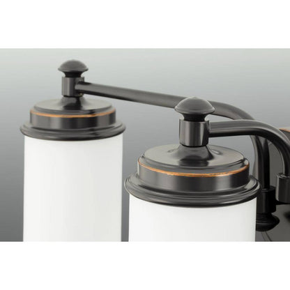 Progress Lighting 3-Light Rubbed Bronze Etched Opal Glass Coastal Vanity Light