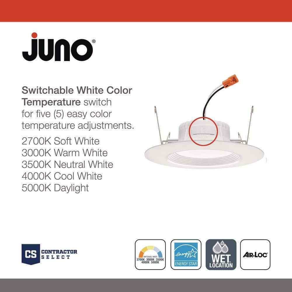 Juno RetroBasics 5/6 in. CCT LED Retrofit White Recessed Light Trim 6-Pack