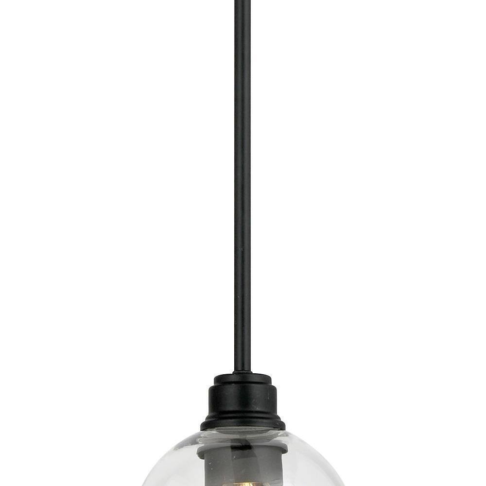 Hampton Bay Florabelle 6 in. Mini-Pendant Matte Black Clear Globe Glass Shade