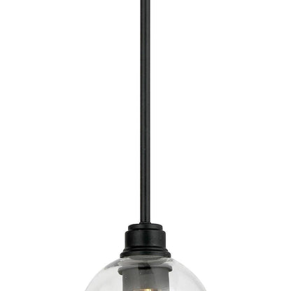 Hampton Bay Florabelle 6 in. Mini-Pendant Matte Black Clear Globe Glass Shade