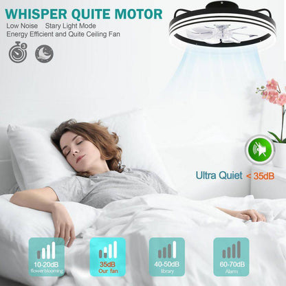 Oaks Aura 20in. LED Black Bladeless App Control Smart Low Profile Ceiling Fan