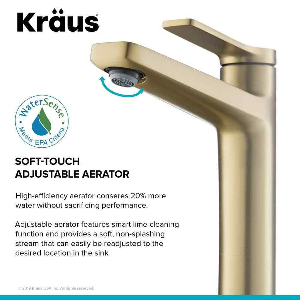 KRAUS Indy Single Handle Vessel Sink Faucet in Brushed Gold KVF-1400BG