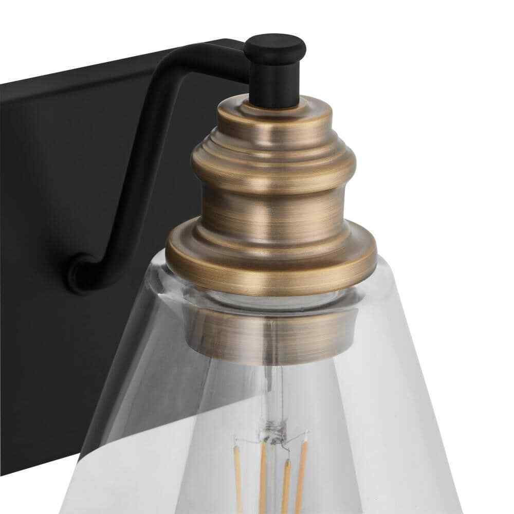 Hampton Bay Manor 24 in. 3-Light Matte Black Industrial Bathroom Vanity Light