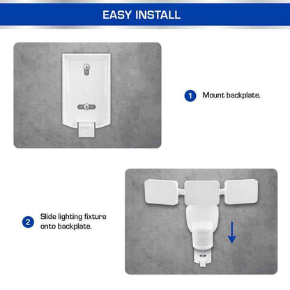 Defiant 180-Degree White Motion Activated Solar LED Security Flood Light