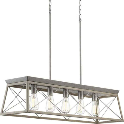 Progress Lighting Briarwood 5-Light Bleached Oak Farmhouse Chandelier Light