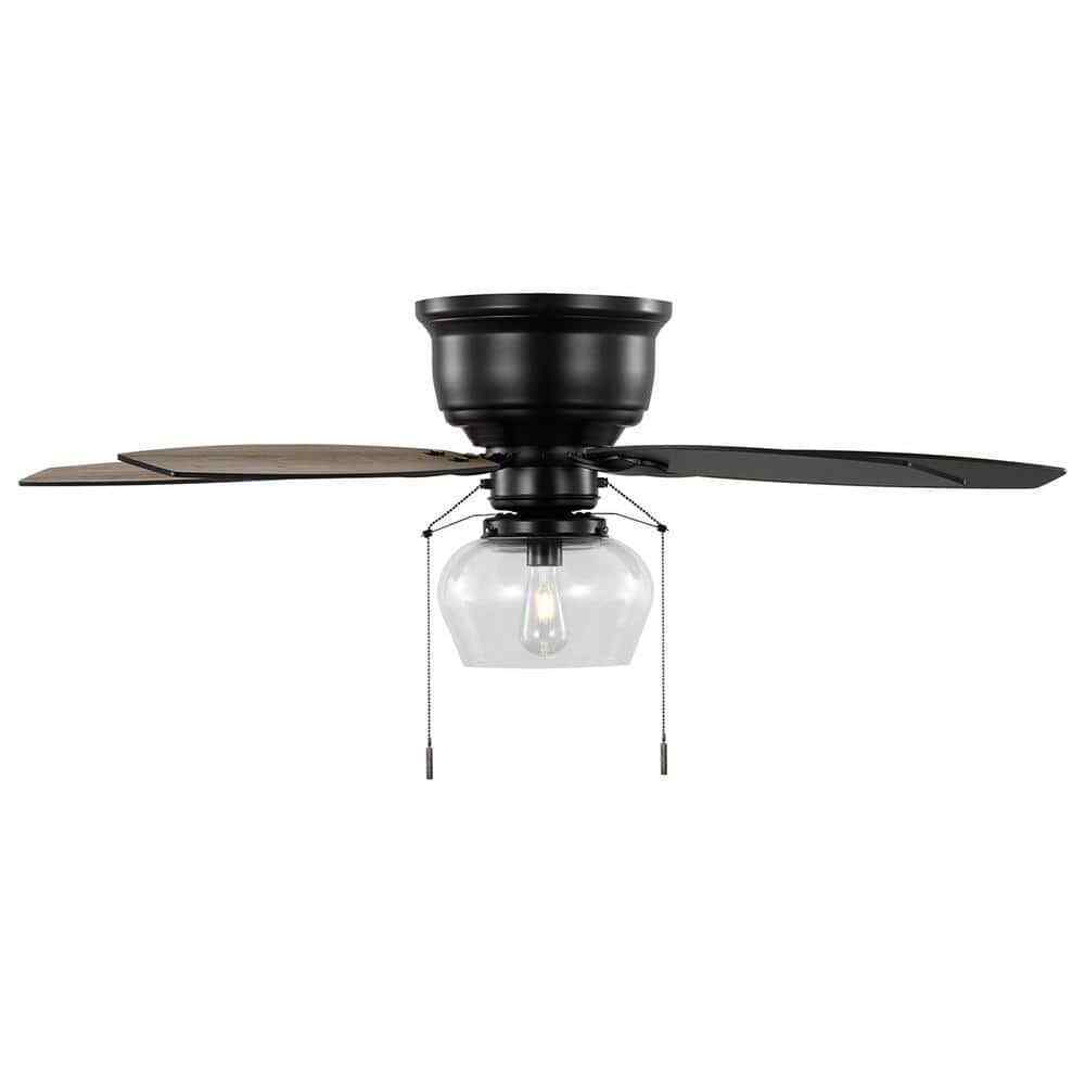 Hampton Bay Stoneridge 52 in. Indoor/Outdoor LED Matte Black Hugger Ceiling Fan