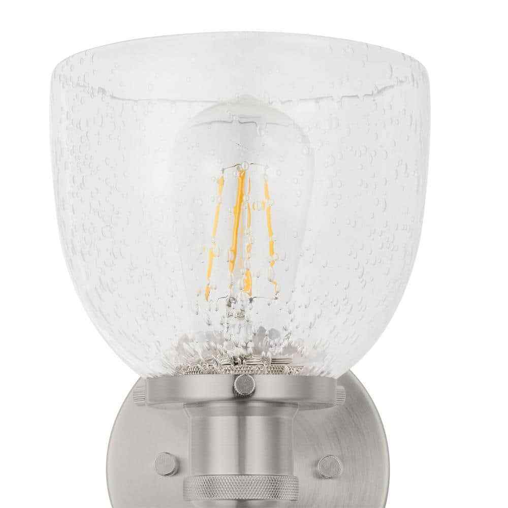 Home Decorators Evelyn 6 in. 1-Light Brushed Nickel Wall Mount Sconce Light