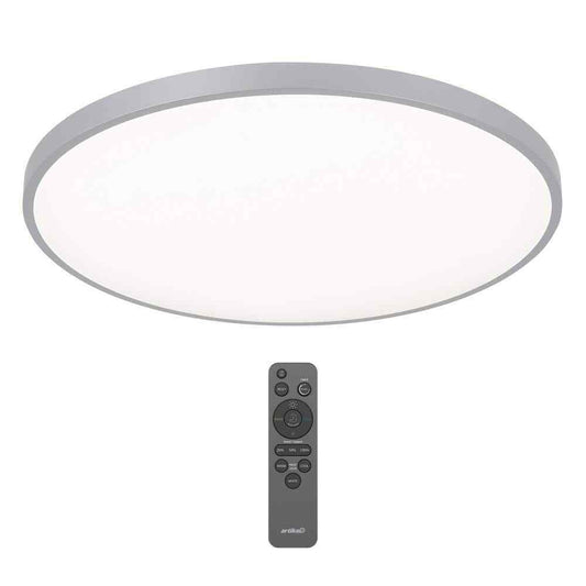 Artika Europa 21 in. Modern Silver LED 3 CCT Flush Mount Ceiling Light Fixture