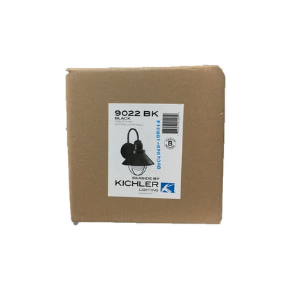 KICHLER Seaside 1-Light Black Outdoor Hardwired Barn Sconce w/ No Bulbs Included