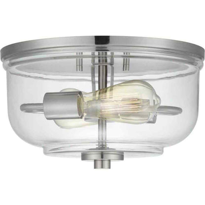 Home Decorators Knollwood 12 in. 2-Light Brushed Nickel Industrial Ceiling Light