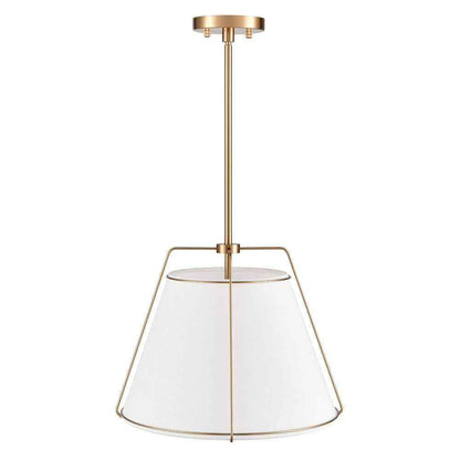 Light Society Lise 15 in. 1-Light Brushed Brass Chandelier with Fabric Shade