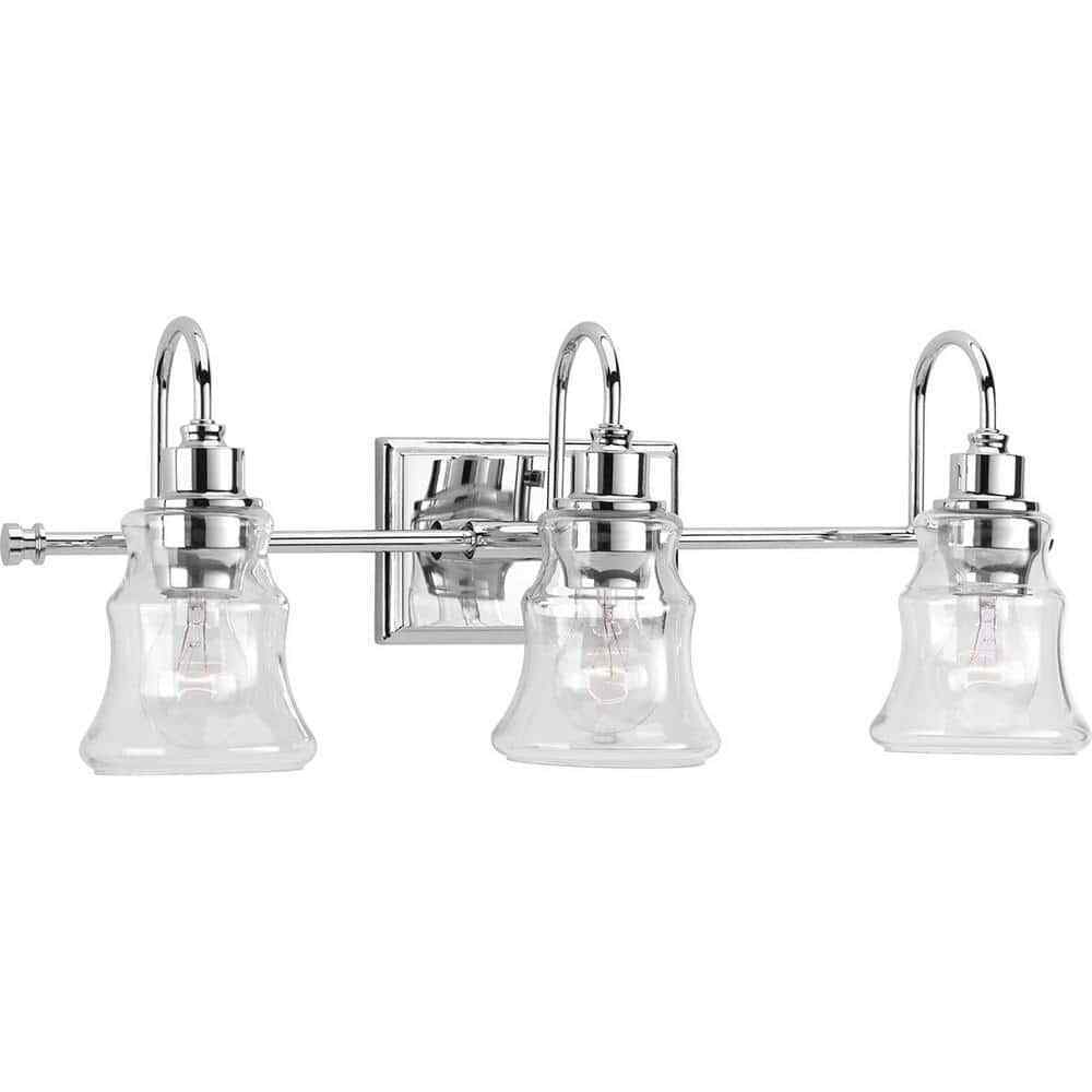 Progress Lighting Litchfield 3-Light Polished Chrome Coastal Bath Vanity