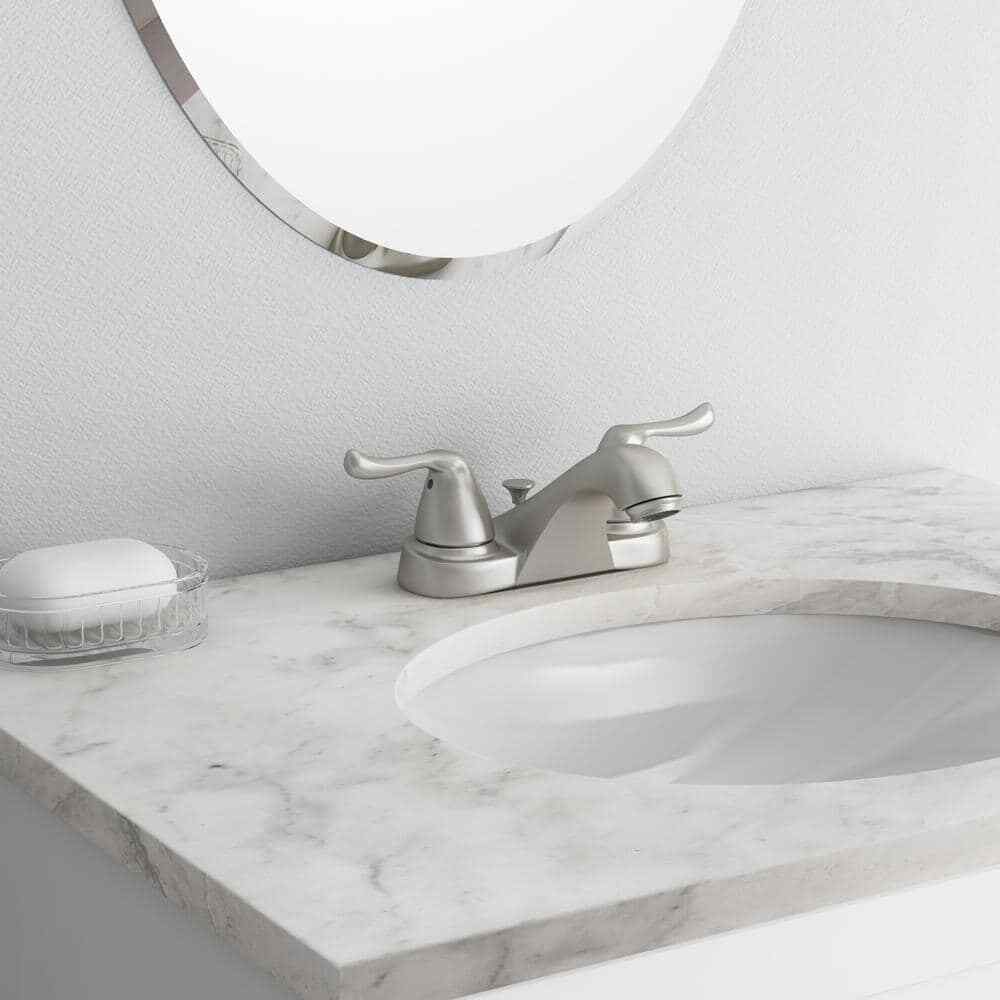 Glacier Bay 4 in. Centerset 2-Handle Low-Arc Bathroom Faucet in Brushed Nickel