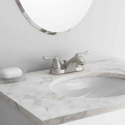 Glacier Bay 4 in. Centerset 2-Handle Low-Arc Bathroom Faucet in Brushed Nickel