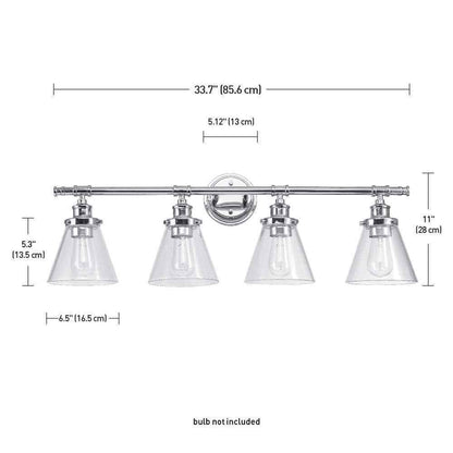 Globe Electric Parker 4-Light Chrome Vanity Light with Clear Glass Shades 51446