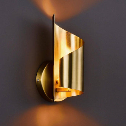 Merra 1-Light Gold Modern Wall Sconce Light Fixture with Novelty Scroll Shade