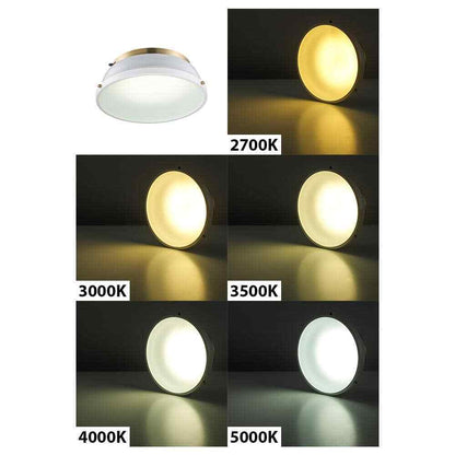 Hampton Bay Taspen 14 in. White/Brass LED Flush Mount Ceiling Light Fixture