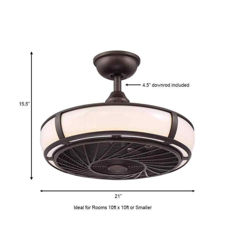 Home Decorators Tuilene 21 in. Integrated LED Espresso Bronze Ceiling Fan
