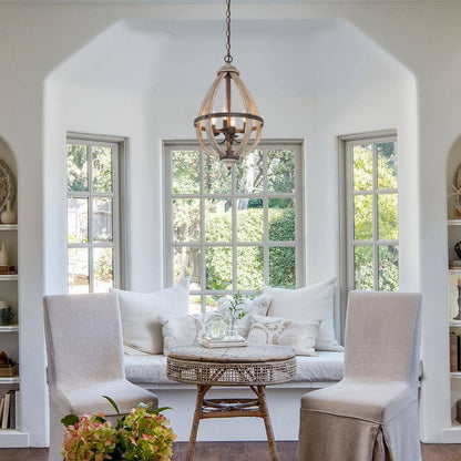LNC 4-Light Rustic Bronze Farmhouse Globe Island Chandelier
