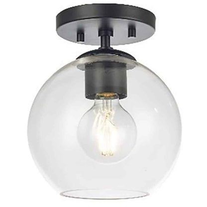 Hampton Bay Vista Heights 8 in. Matte Black Semi Flush Mount Ceiling Light