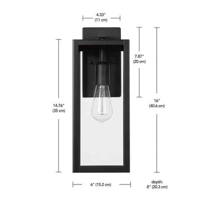 Hampton Bay Hurley Modern 1-Light Matte Black Hardwired Outdoor Wall Lantern