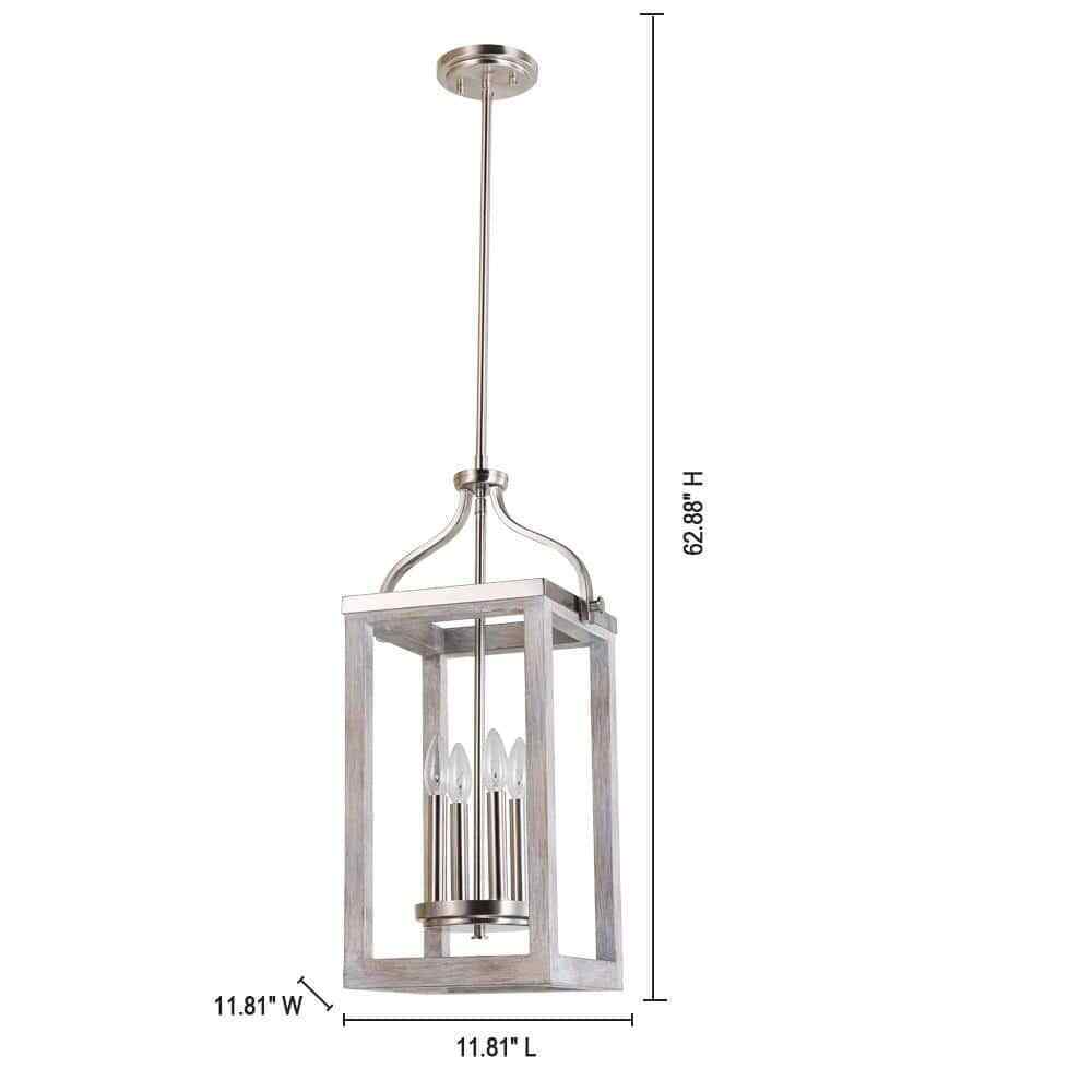 Eglo Westbury 4-Light Brushed Nickel with Painted Grey Driftwood Pendant 203297A