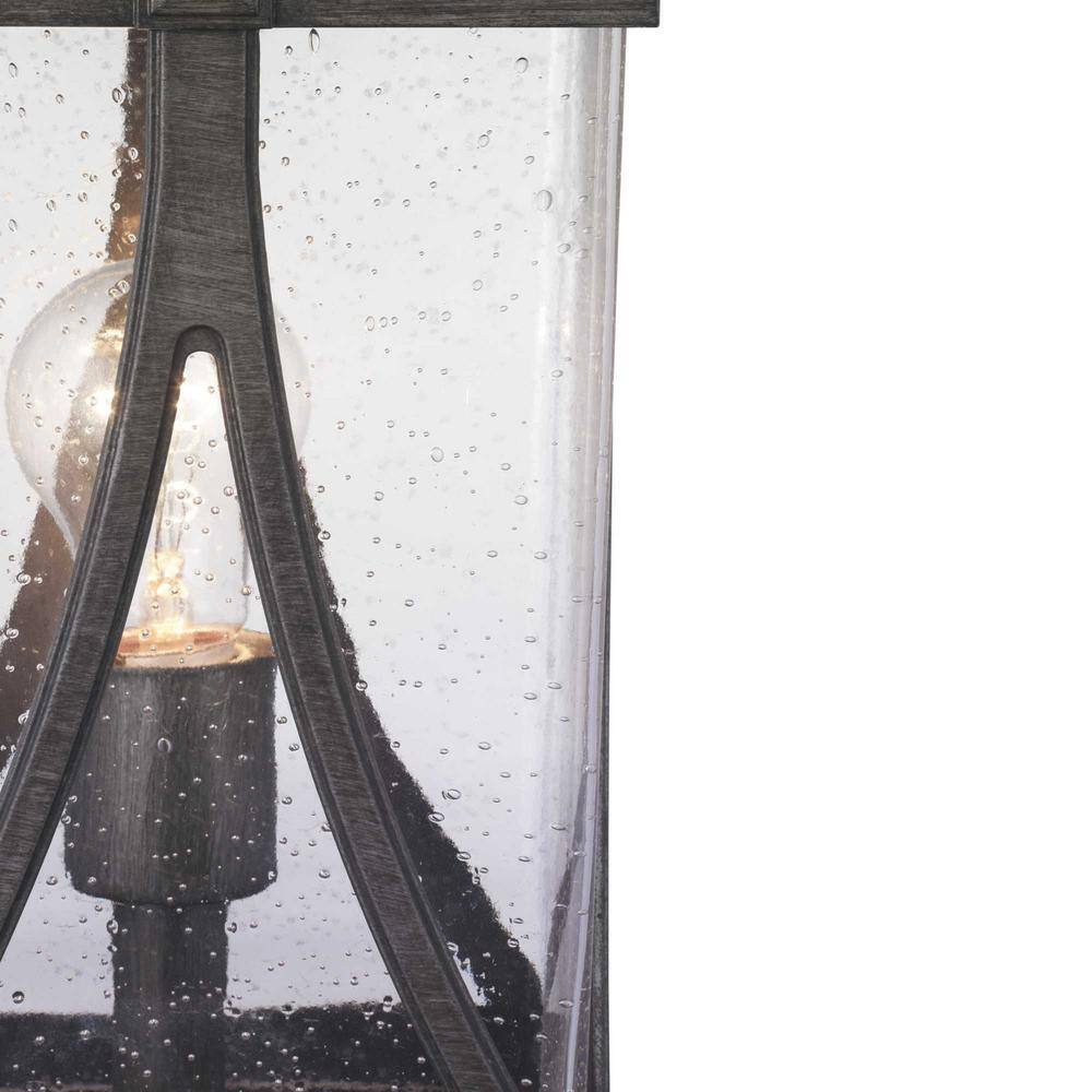 Progress Lighting Abbott Antique Pewter Clear Seeded Glass Post Lantern Light