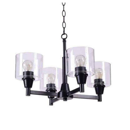 Hampton Bay Oron 4-Light Black Reversible Chandelier w/ Clear Glass Shades