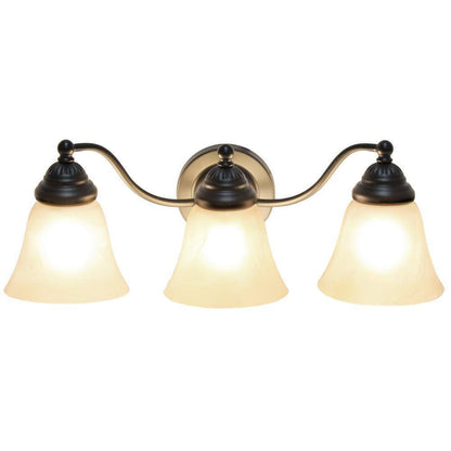 Lalia Home 7.5 in. 3-Light Black and Alabaster Shades Vanity Wall Fixture