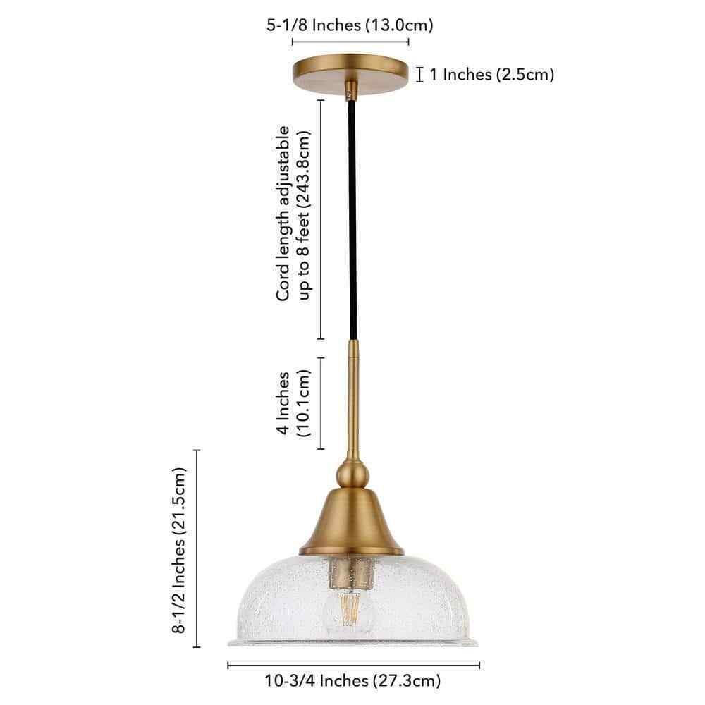 Meyer&Cross Magnolia 1-Light Brass Single Pendant with Seeded Glass Shade PD0524