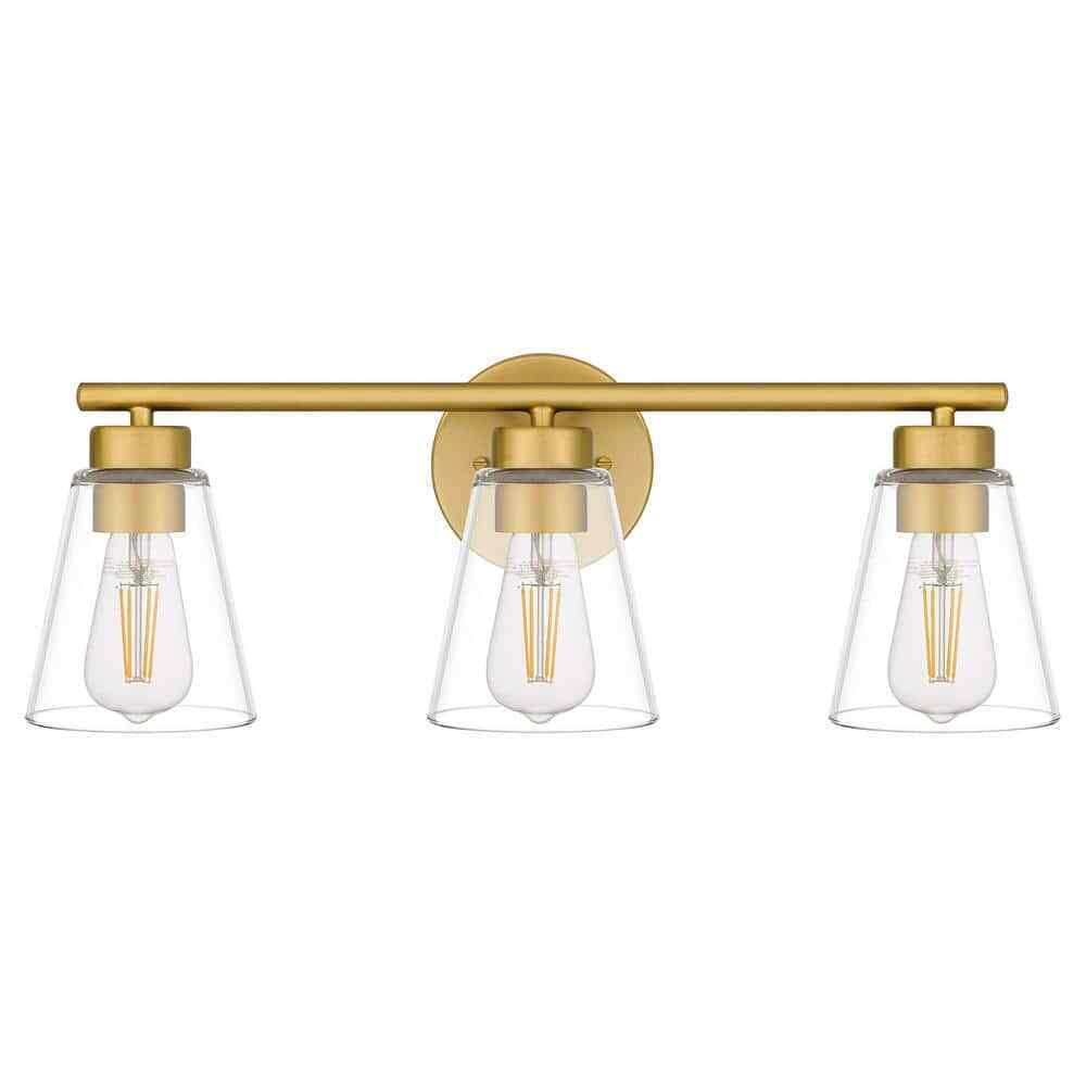 Hampton Bay Eastburn 22 in. 3-Light Gold Vanity Light with Clear Glass Shades