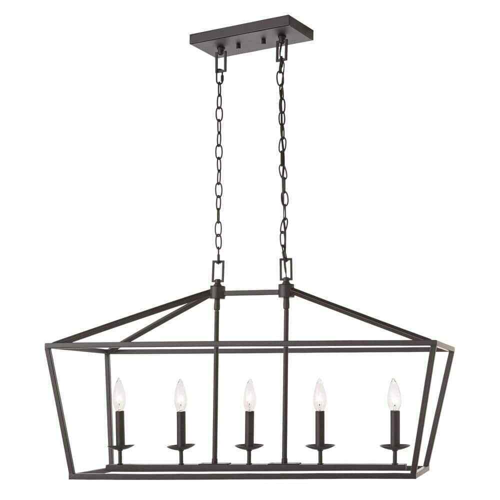 Home Decorators Weyburn 36 in. 5-Light Bronze Linear Chandelier Light Fixture
