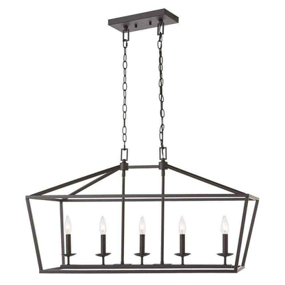 Home Decorators Weyburn 36 in. 5-Light Bronze Linear Chandelier Light Fixture
