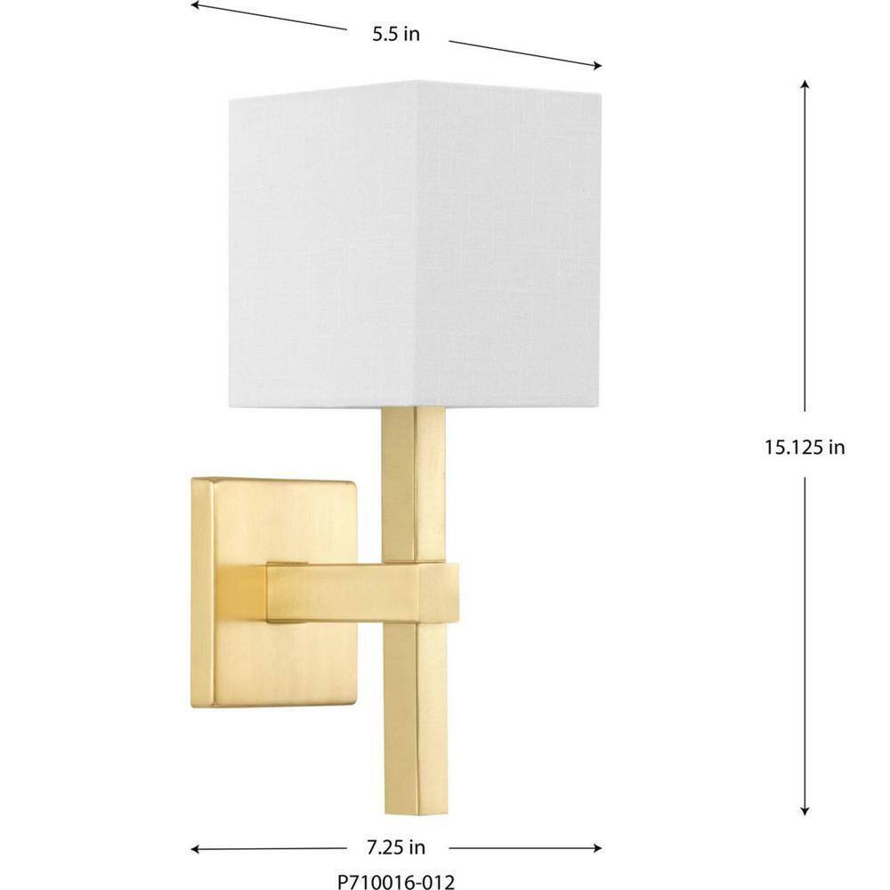 Progress Lighting Metro 5.5 in. 1-Light Satin Brass New Traditional Wall Sconce