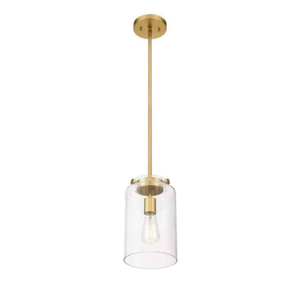 Hampton Bay Mullins 6.75 in. 1-Light Honey Gold Mini Pendant Hanging Light