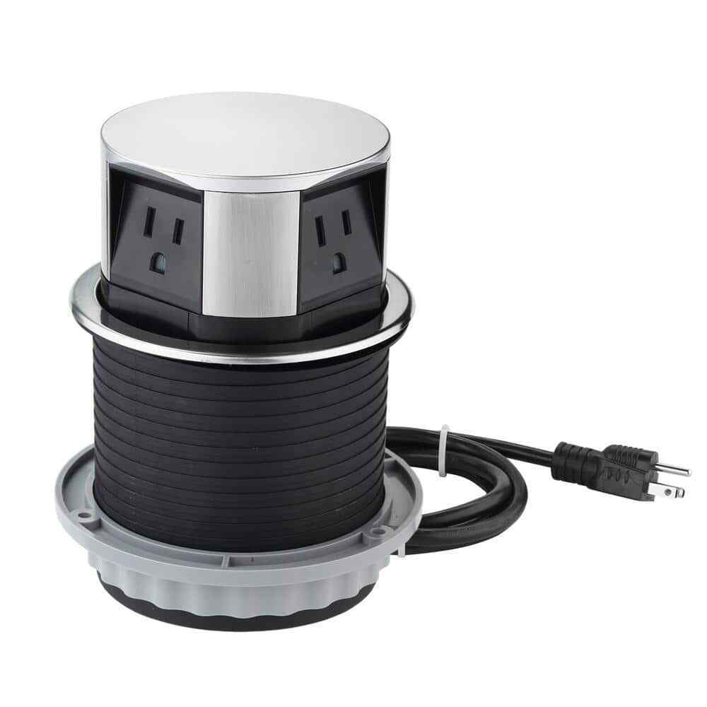 Link2Home Space Saver Pop Up-Outlet 3 Power Outlets 15 Amp 2 USB Ports